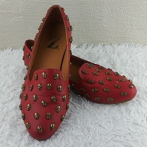 Type Z Red Skull Rivet Upper Slip On Loafer Shoe